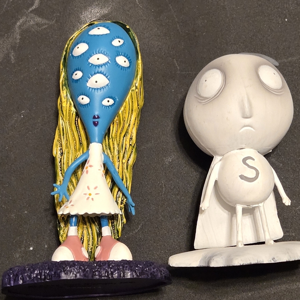 Tim Burton Stain Boy And Girl With Many Eyes And Robot Boy Figures Collectibles